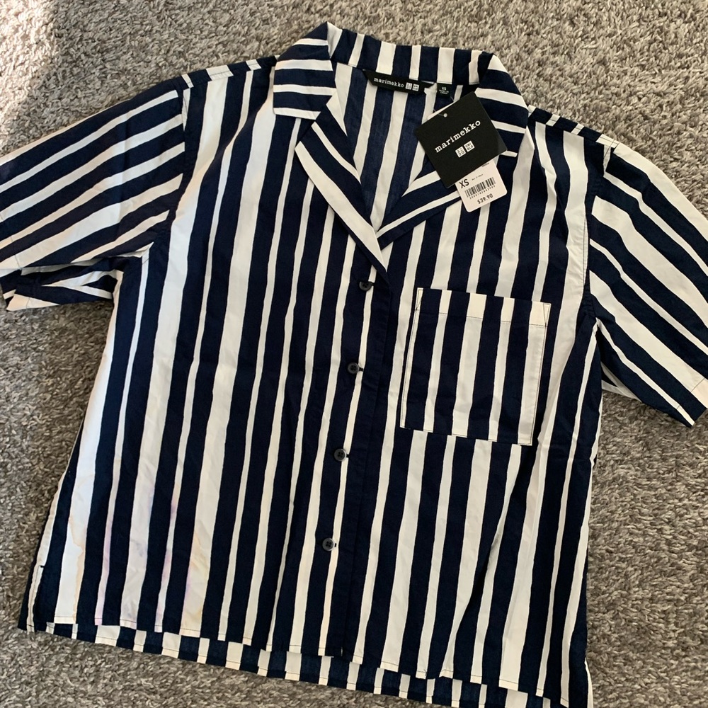 UNIQLO Marimekko Collab Striped Short Sleeve Shirt